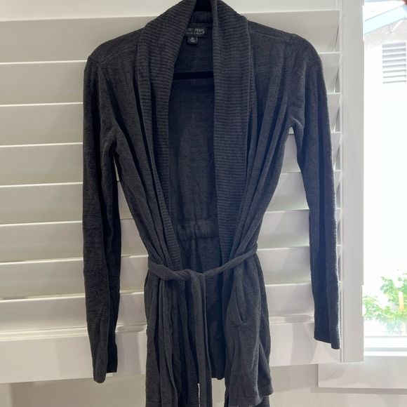 BAREFOOT DREAMS CozyChic Drape Rib Cardigan Ultra Lite Carbon Gray - Picture 8 of 16